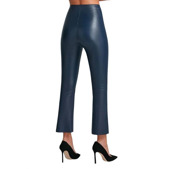 NEW COMMANDO faux leather crop flare legging in navy - Picture 2 of 2
